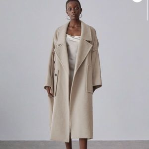 Silk Maison Oversized Beige 100% Wool trench Coat